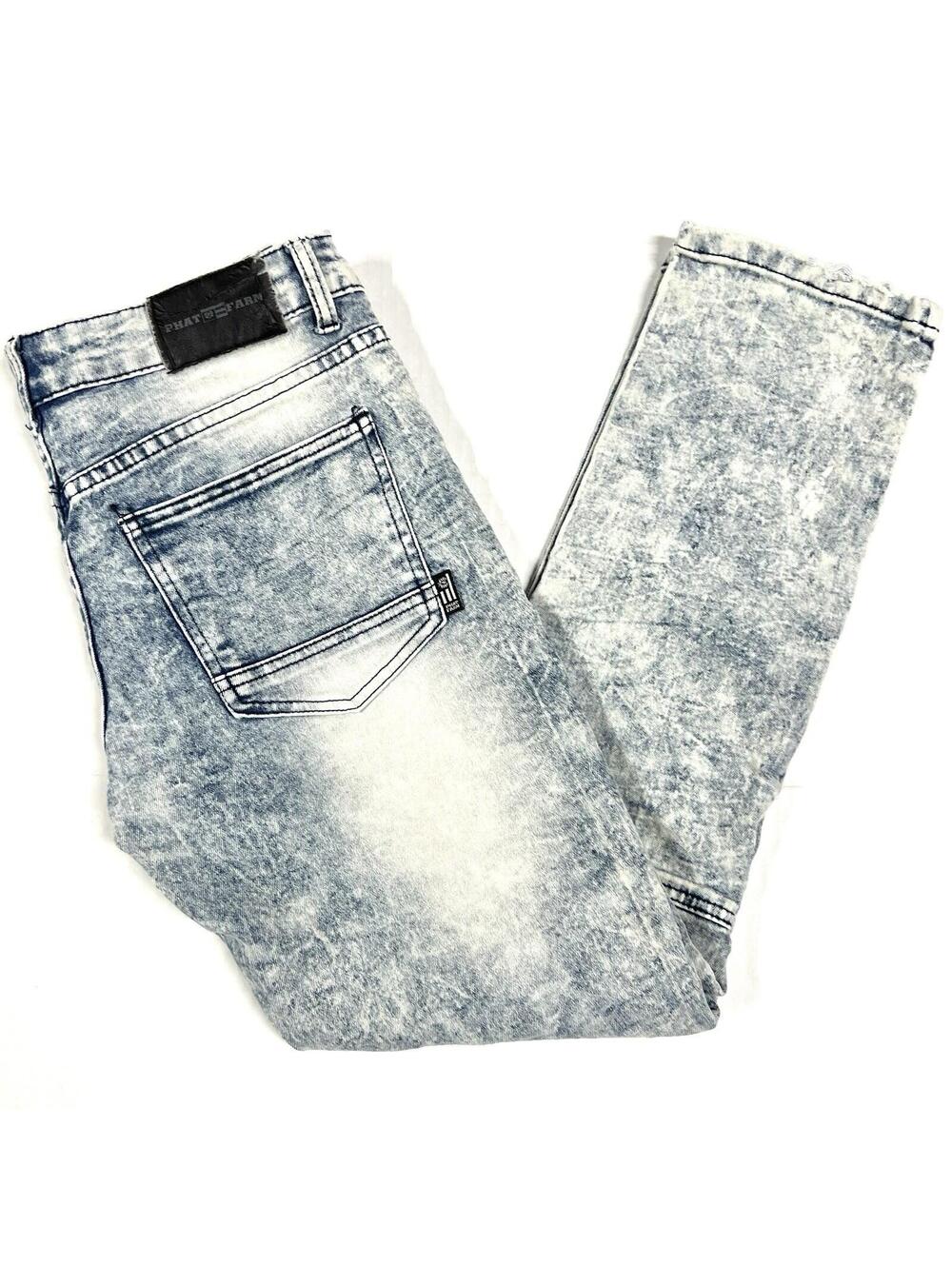 Phat Farm Jeans Acid Wash Style Distressing Accents Sz 30x30 Cotton Poly Spandex